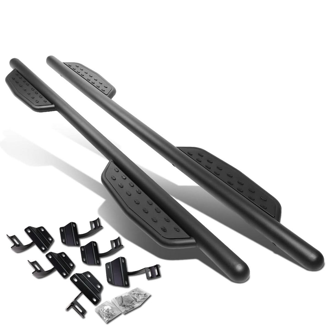 2015-2017 Ford F-150 Crew Cab 3" Round Extended Step Bars - Matte Black