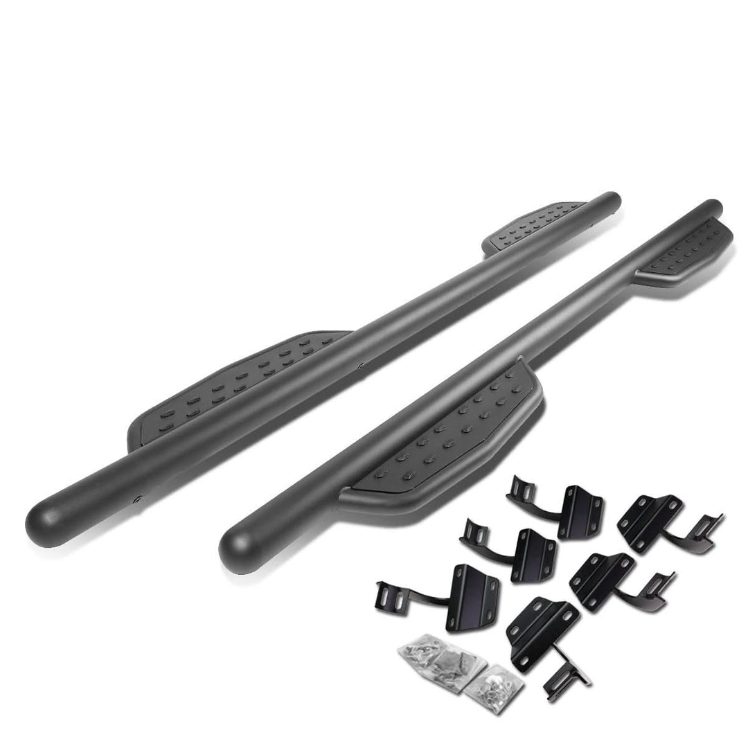 2015-2017 Ford F-150 Crew Cab 3" Round Extended Step Bars - Matte Black