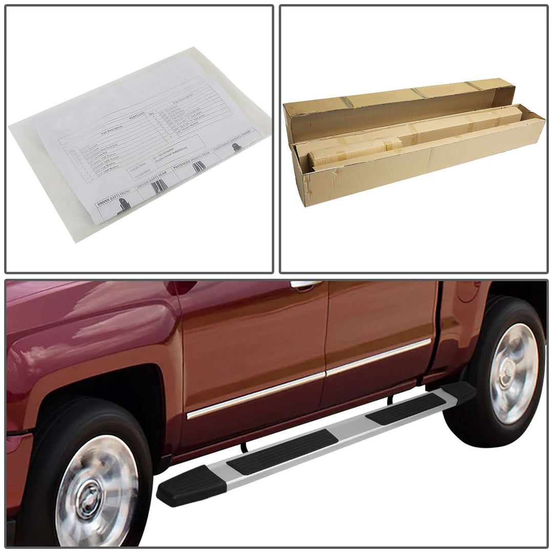 2019-2020 Chevrolet Silverado GMC Sierra 6" Aluminum Step Bars Chrome