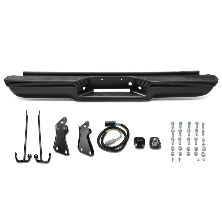 92-99 Chevrolet Suburban Rear Step Bumper - Black with Strip Hole