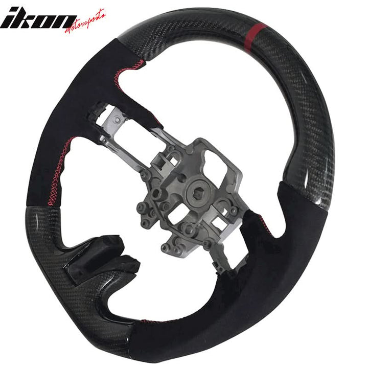 2015-2017Â Ford Mustang V3 Steering WheelMatte CF Synthetic Suede Red R