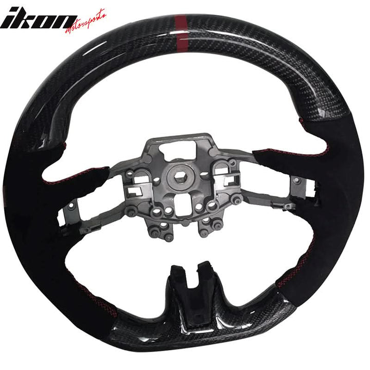 2015-2017Â Ford Mustang V3 Steering WheelMatte CF Synthetic Suede Red R