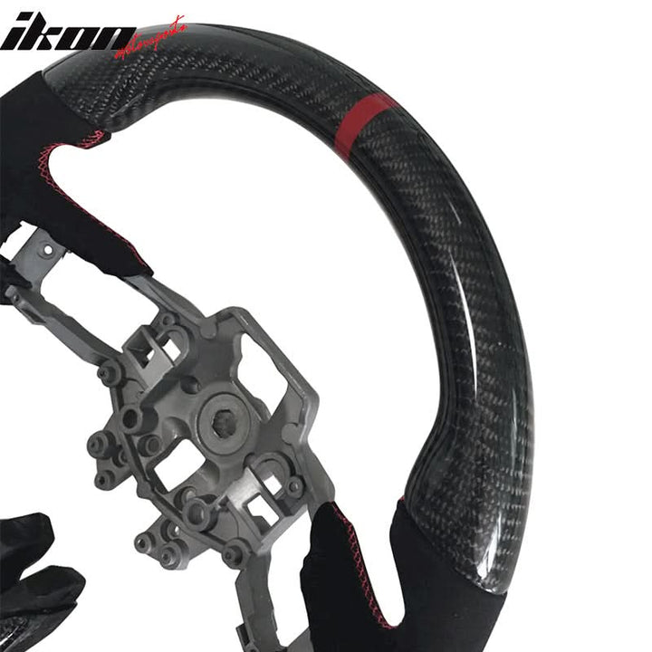 2015-2017Â Ford Mustang V3 Steering WheelMatte CF Synthetic Suede Red R
