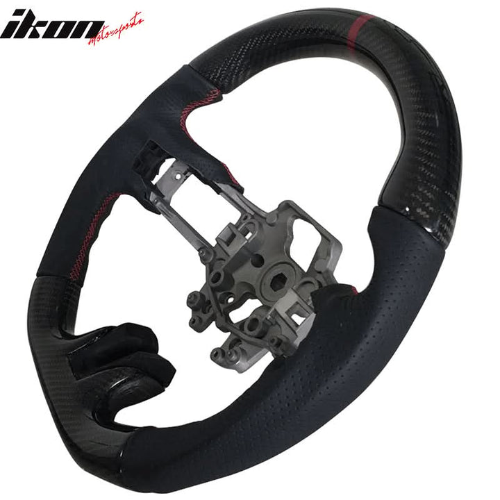 2015-2017 Mustang V4 Matte Steering Wheel Red Ring CF Real Leather