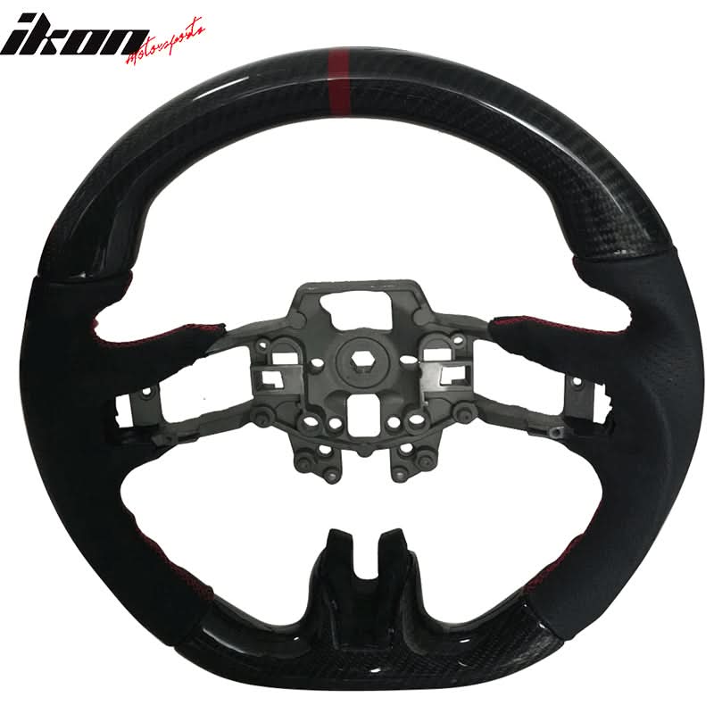 2015-2017 Mustang V4 Matte Steering Wheel Red Ring CF Real Leather