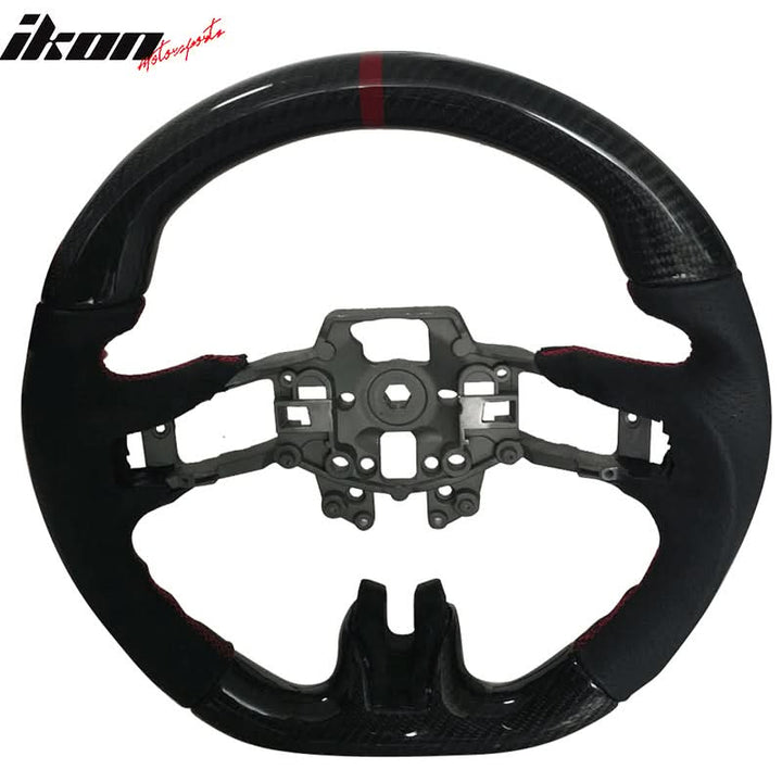 2015-2017 Mustang V4 Matte Steering Wheel Red Ring CF Real Leather