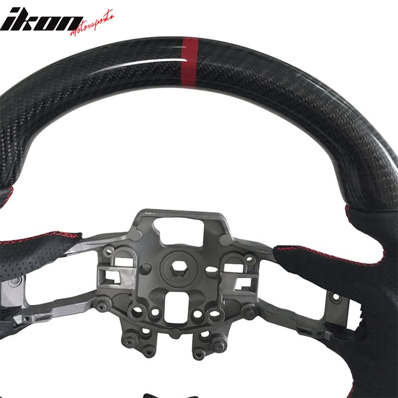 2015-2017 Mustang V4 Matte Steering Wheel Red Ring CF Real Leather