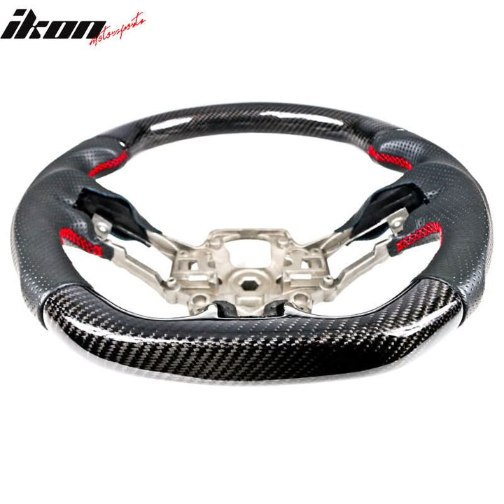 2018-2023 Ford Mustang V1 Steering Wheel w/ Red Stitching Carbon Fiber