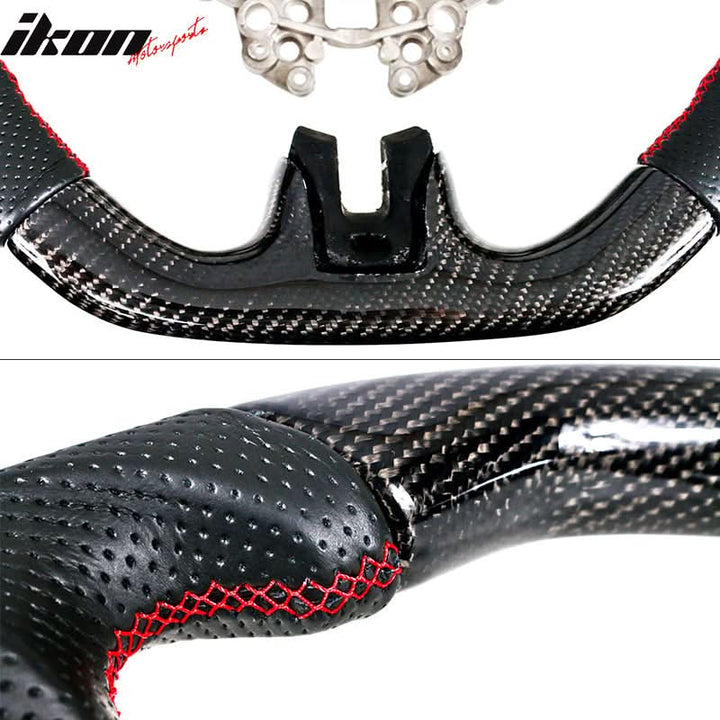 2018-2023 Ford Mustang V1 Steering Wheel w/ Red Stitching Carbon Fiber