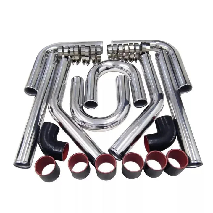 Universal 2.5" Aluminium Turbo Intercooler Piping Kit with Silicone Couplers, U-Pipe & Stainless Steel T-Bolt Clamps