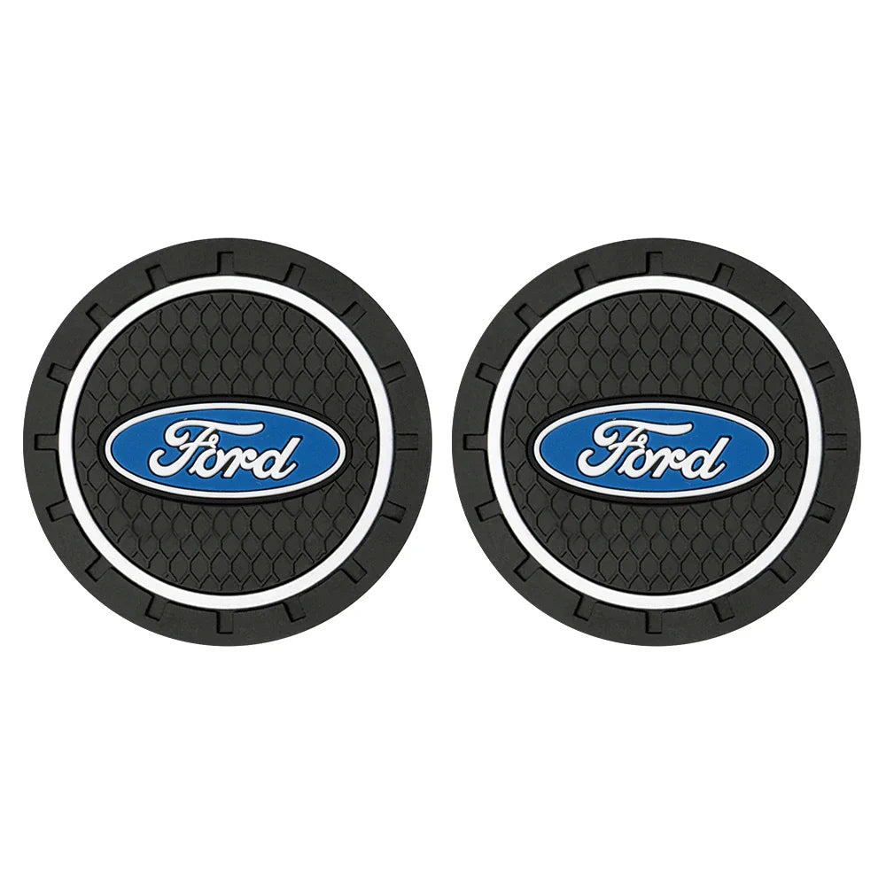 Ford Silicone Anti-Slip Car Coaster / Cup Mat for Focus MK2 / MK3 / MK4 / MK5, Fiesta MK7, Mondeo MK4 & Fusion (1-2 Piece Set)