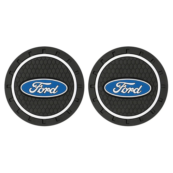 Ford Silicone Anti-Slip Car Coaster / Cup Mat for Focus MK2 / MK3 / MK4 / MK5, Fiesta MK7, Mondeo MK4 & Fusion (1-2 Piece Set)