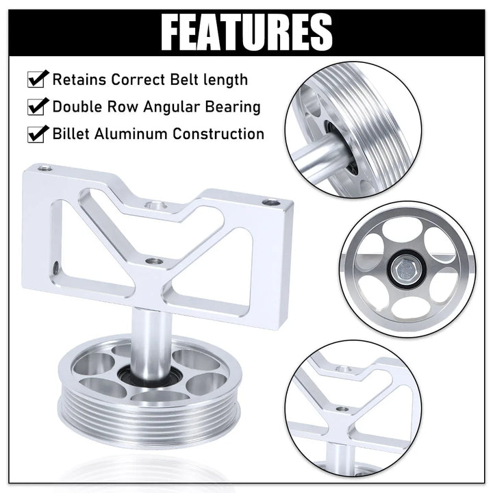 Ford Mustang Cobra / GT / LX & Lightning Billet Aluminium Smog Air Pump Idler Bracket Delete Kit with Pulley 1979 - 1995 (5.0L / 5.8L)
