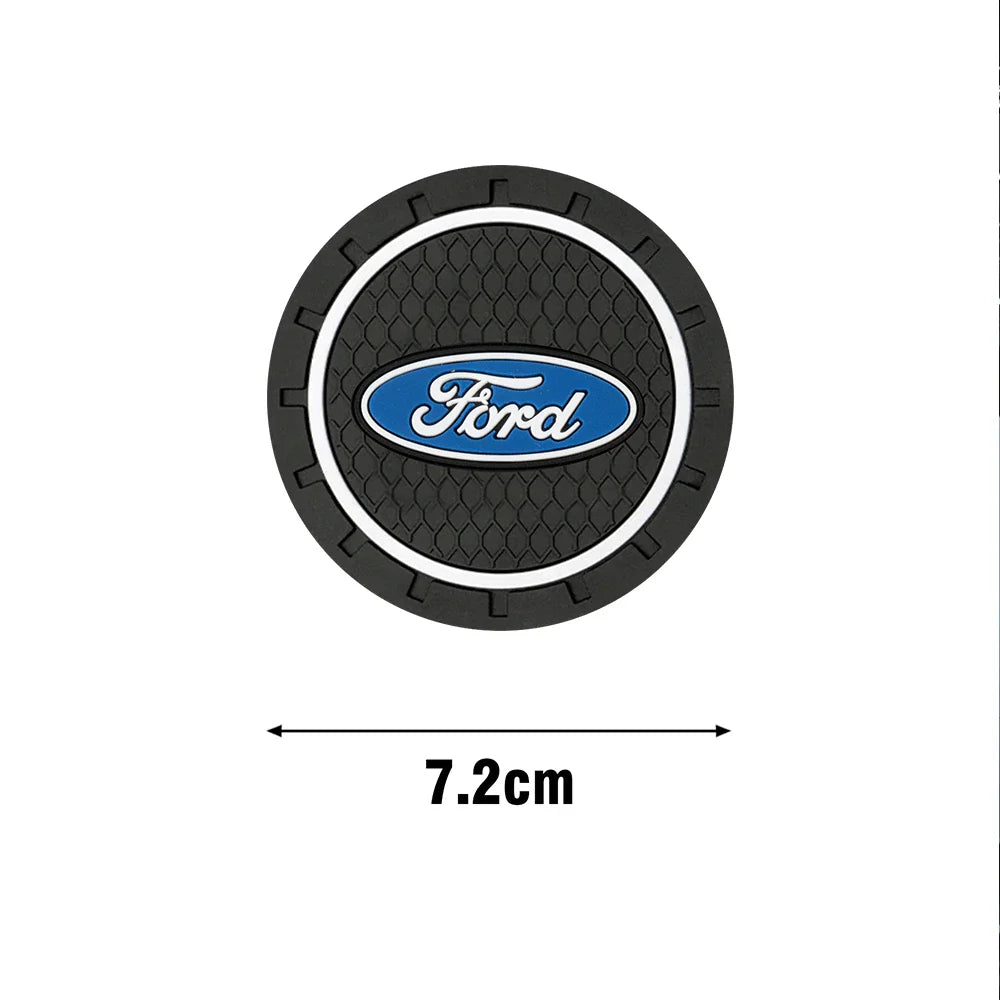 Ford Silicone Anti-Slip Car Coaster / Cup Mat for Focus MK2 / MK3 / MK4 / MK5, Fiesta MK7, Mondeo MK4 & Fusion (1-2 Piece Set)