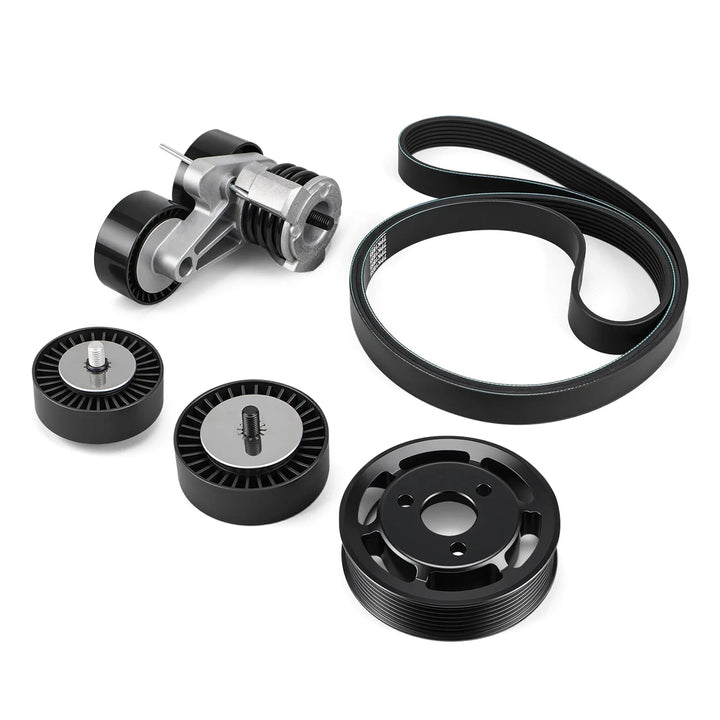 BMW N54 Engine Drive Belt Tensioner & Idler Pulley Kit with Billet Aluminium Power Steering Pulley for E82 / E88 135i & E90 / E91 / E92 / E93 335i / 335xi 2007 - 2010