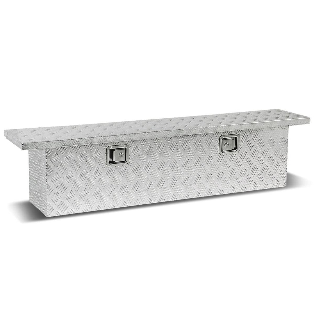 69" Aluminum Crossover Truck Tool Box with Lock and Key - Silver