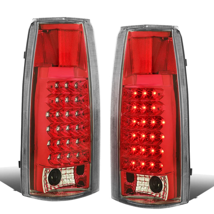 89-90 Chevy C/K Series LED Tail Lights - Chrome/Red
