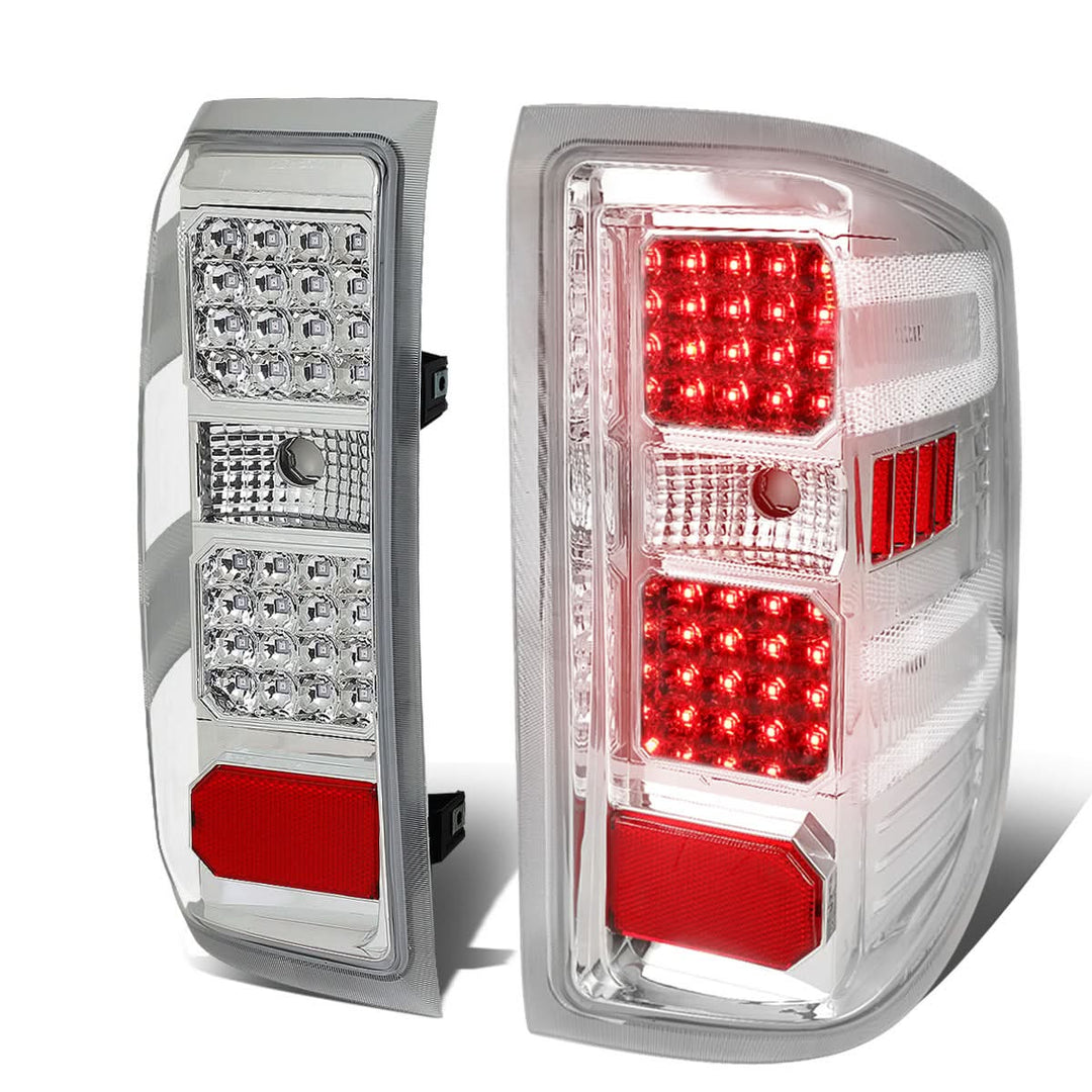 14-19 Chevy Silverado GMC Sierra Dual LED Tail Lights Chrome Clear