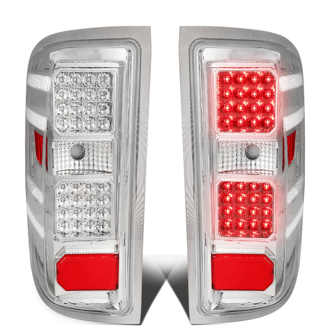 14-19 Chevy Silverado GMC Sierra Dual LED Tail Lights Chrome Clear