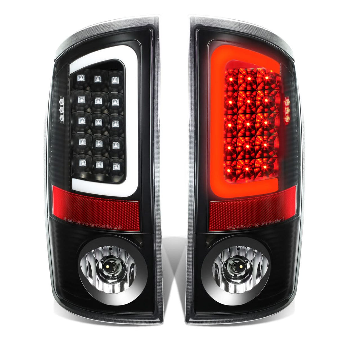 07-09 Dodge Ram C-Bar 3D U-Halo LED Tail Lights Black/Clear
