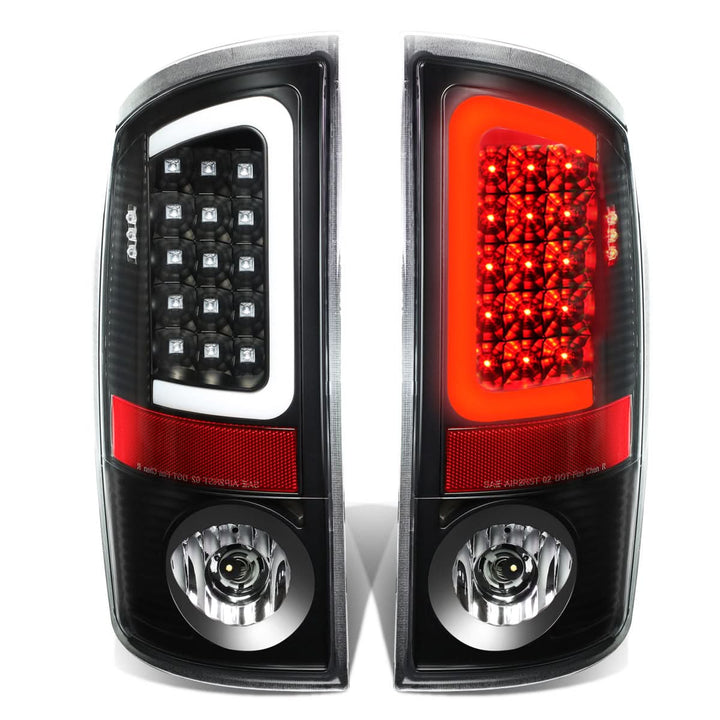 07-09 Dodge Ram C-Bar 3D U-Halo LED Tail Lights Black/Clear