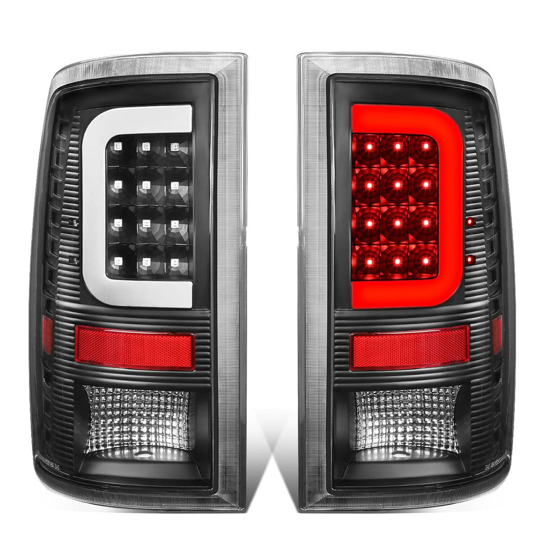 09-17 Dodge Ram 1500/2500/3500 C-Bar Style 3D LED Tail Lights Black/Clear