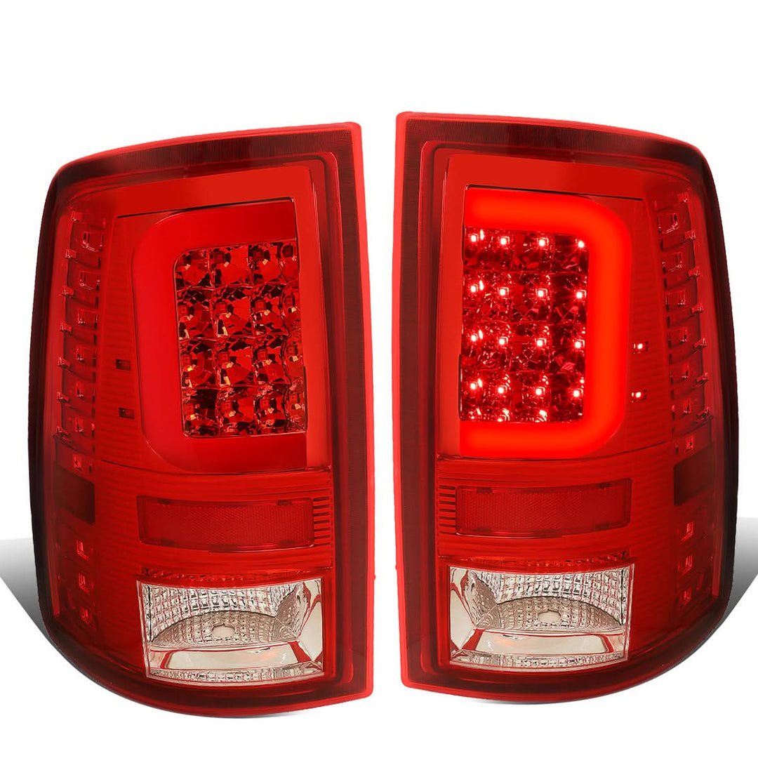 09-17 Dodge Ram C-Bar 3D LED Tail Lights Chrome Red
