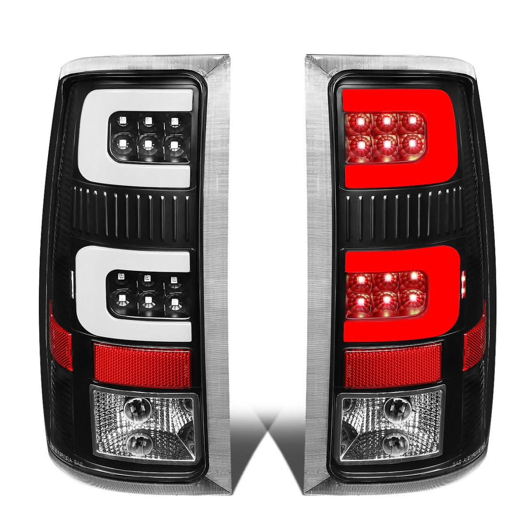 07-14 GMC Sierra 3D LED Tail Lights Black Clear