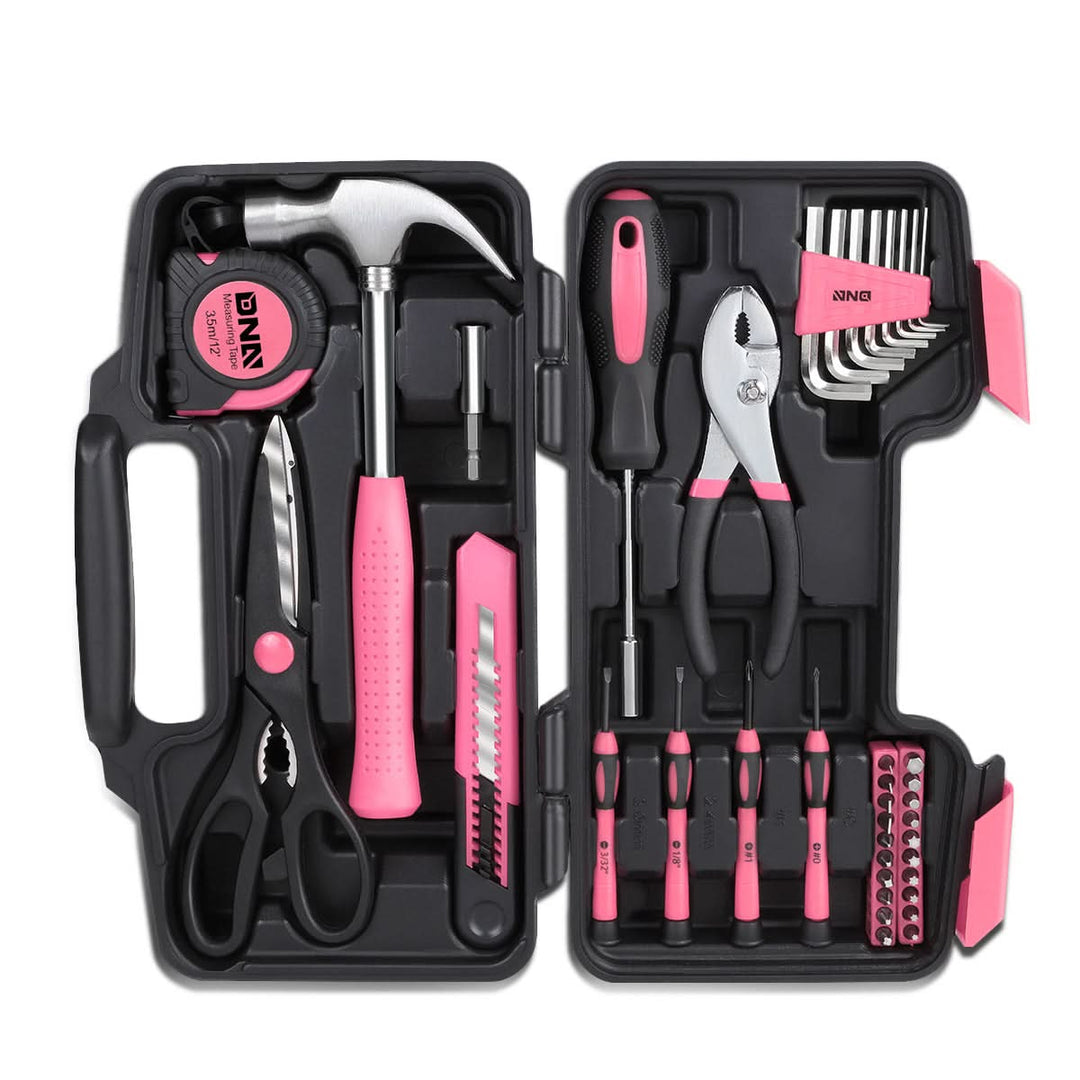 39-Piece Tool Set Box - Black/Pink