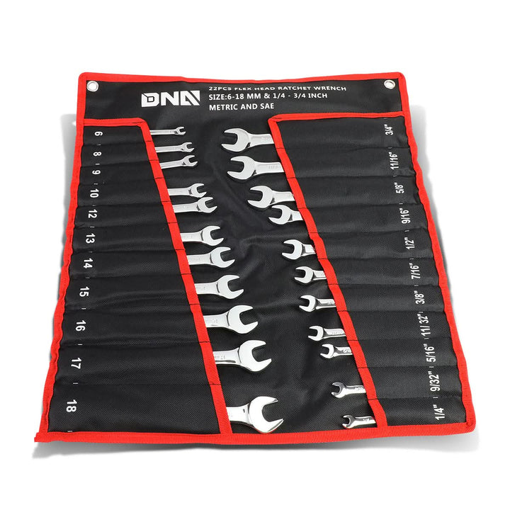 DNA Logo Ratcheting Wrench Set 22 Piece with Foldable Pouch