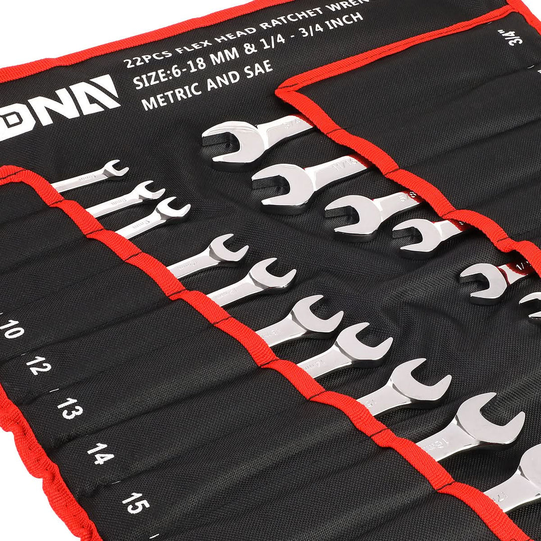 DNA Logo Ratcheting Wrench Set 22 Piece with Foldable Pouch