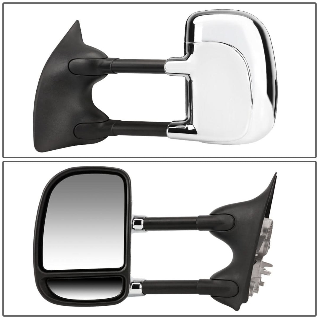 99-07 Ford F-250 F-350 F-450 F-550 Manual Towing Mirrors Chrome Pair