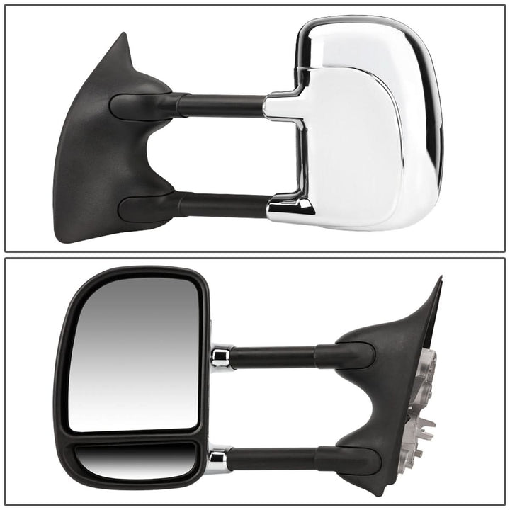 99-07 Ford F-250 F-350 F-450 F-550 Manual Towing Mirrors Chrome Pair