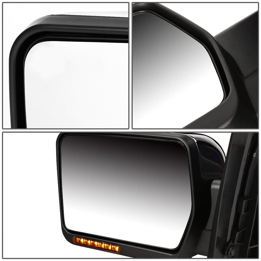 04-14 Ford F-150 Left Towing Mirror Manual LED Amber Signal Chrome