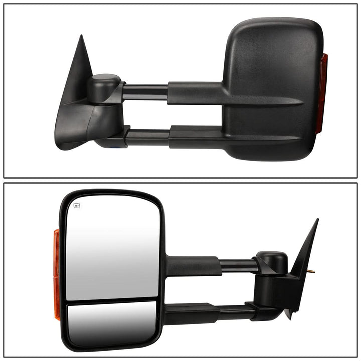 99-02 Chevy Silverado GMC Sierra Towing Mirrors Heated Power Black Amber