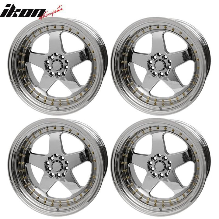 (4) 18X9.0 +30 5X100 / 5X114.3 Step Lip 5 Spoke Wheels Rims - Chrome