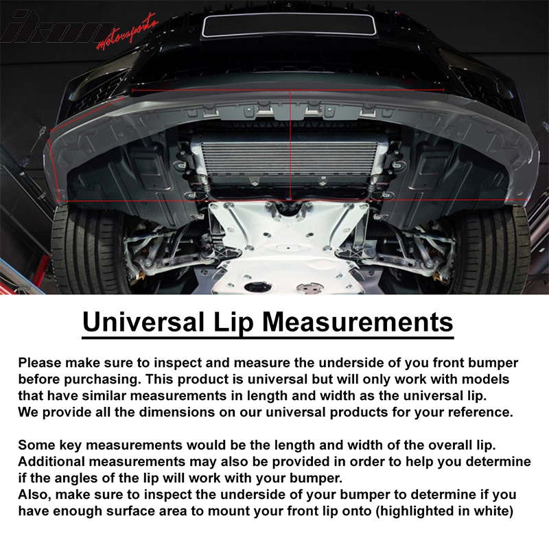 Universal 62"-66" A Style Front Bumper Lip ABS 3PC