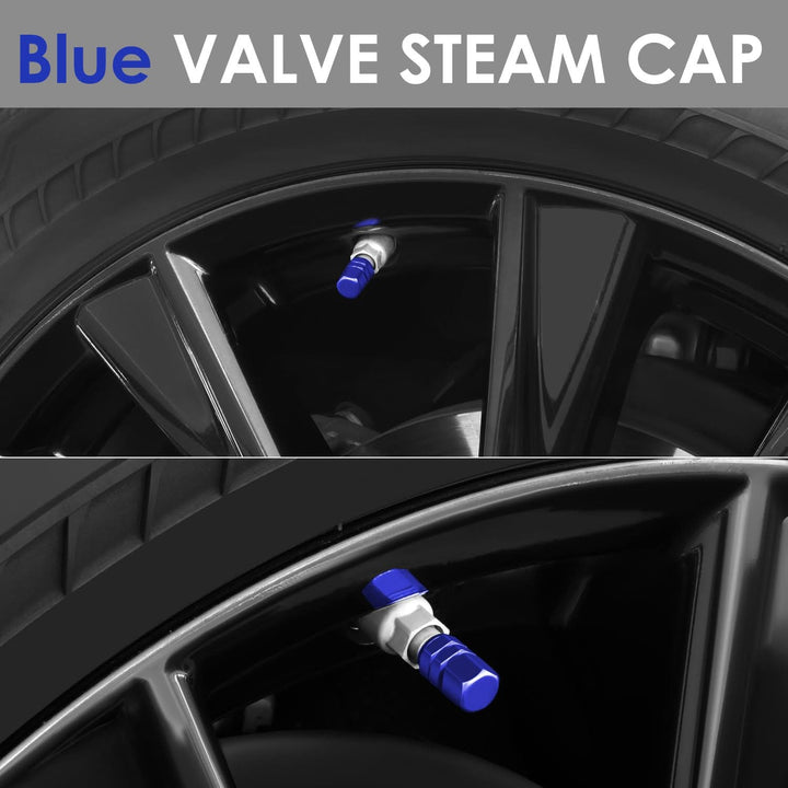 Hex Style Valve Caps with Mid Cut Outs - Blue