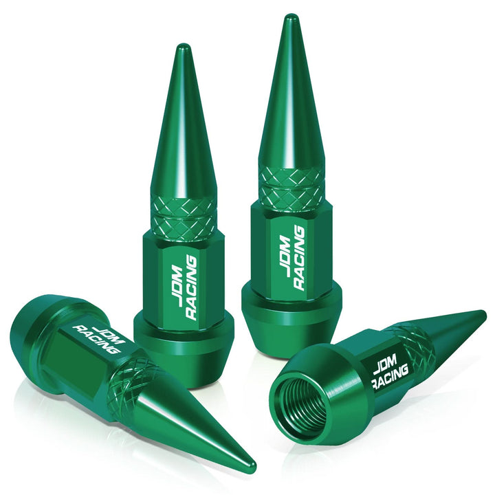 Spiked Lug Nut Style Valve Caps - 45mm Tall - Green