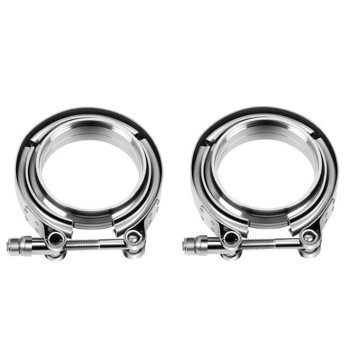 3" V-Band Clamp Set Stainless Steel Exhaust Flanges 2-Piece Kit