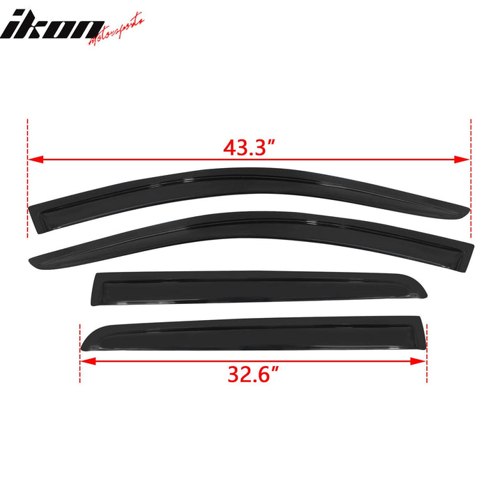 2009-2020 Dodge Journey Slim Style Smoke Tinted Window Visors Acrylic