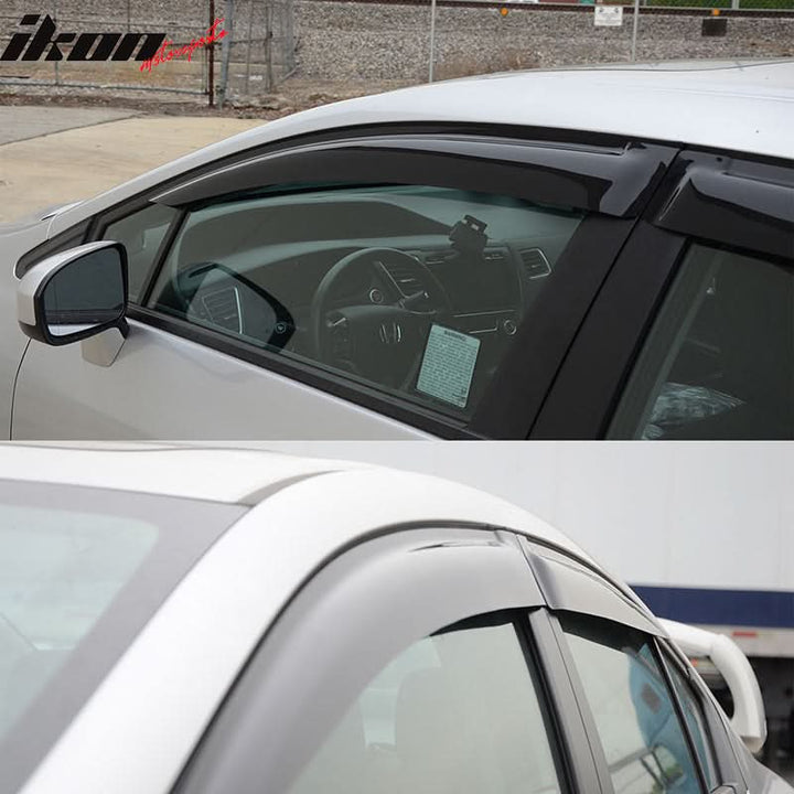 2012-2015 Honda Civic 4Door Sedan Acrylic 4PC Tape On Window Visors