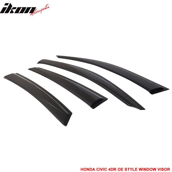 Fits 16-21 Civic X 10th Gen Sedan Roof Spoiler OE Window Visor ABS