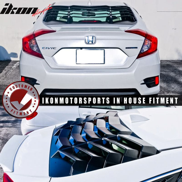 Fits 16-21 Honda Civic Quarter ABS Rear + Side Window Louver Black