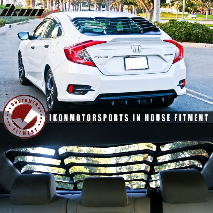 2016-2021 Honda Civic Sedan Black Rear Window Louvers ABS