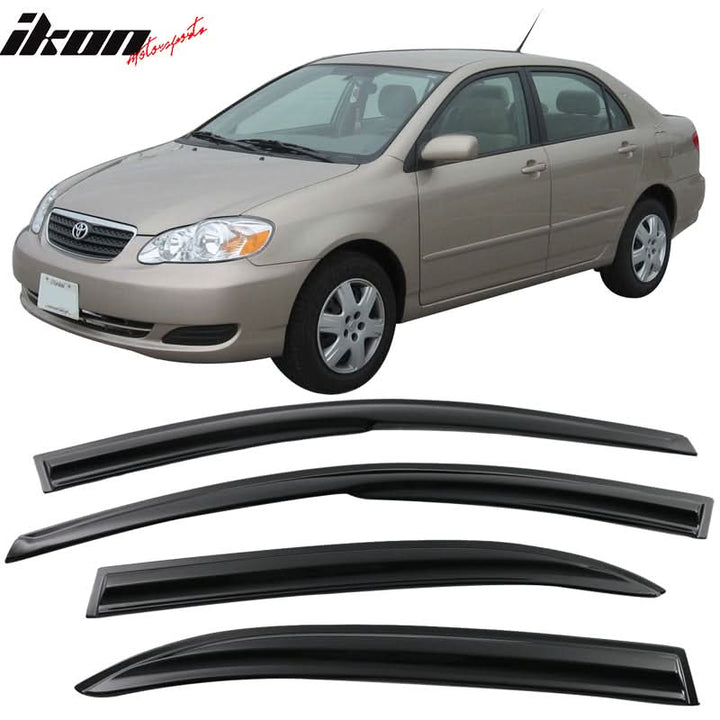 2003-2008 Toyota Corolla Sedan 4-Door Window Visor Guard Acrylic 4PC