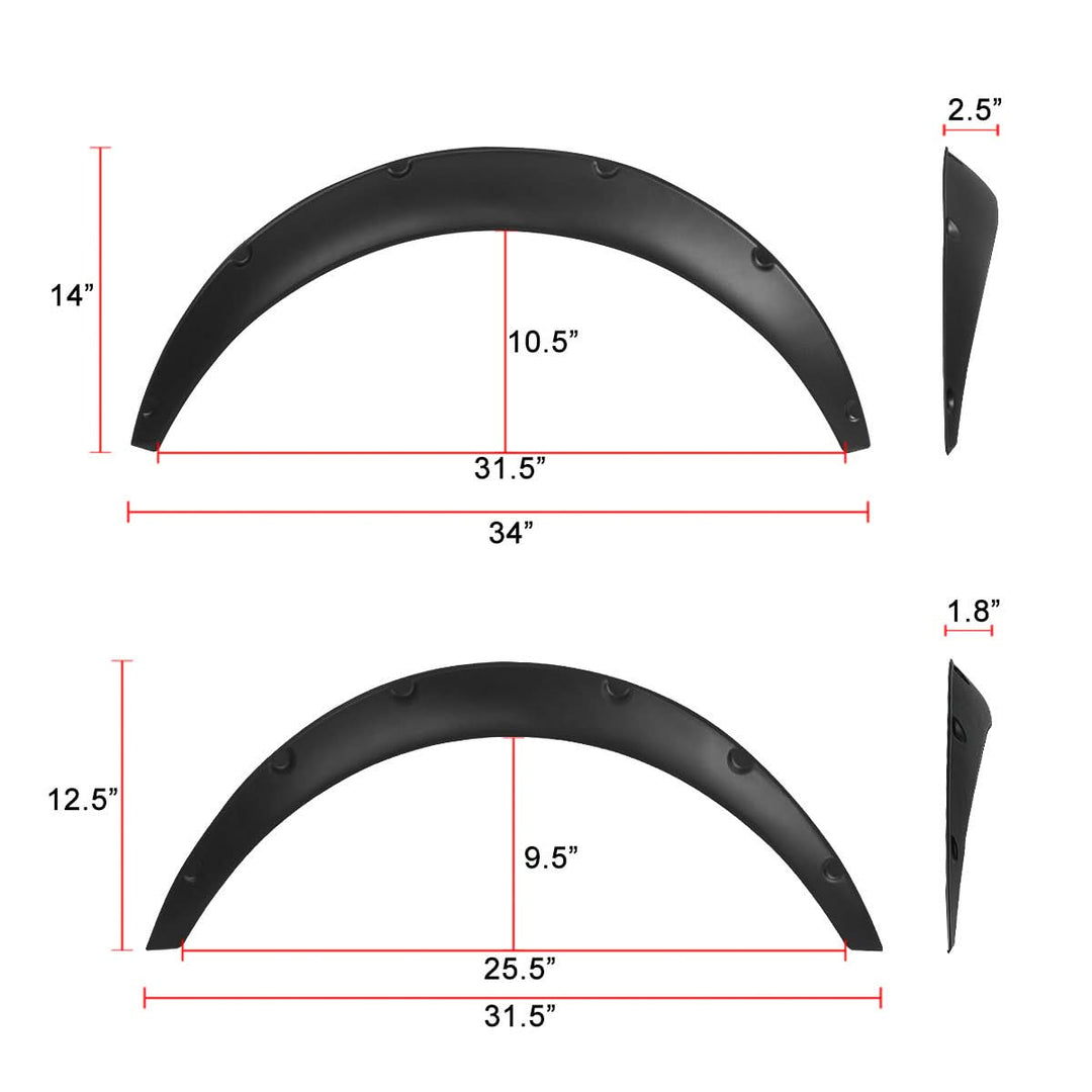 Universal Textured Matte Black Wheel Flares