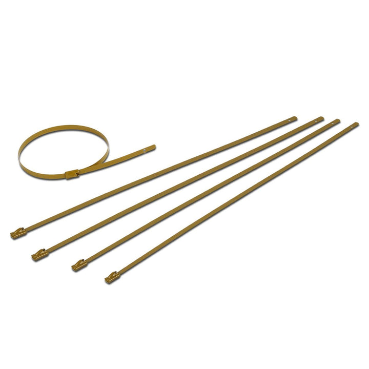 Zip Tie Kit for Heat Wrap - Stainless Steel - 12" Length - 5mm Width - 5 Piece - Gold
