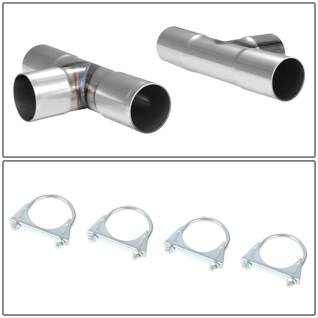 Universal Dual Exhaust Kit 16pc 3-3.15" OD Mild Steel Pipes