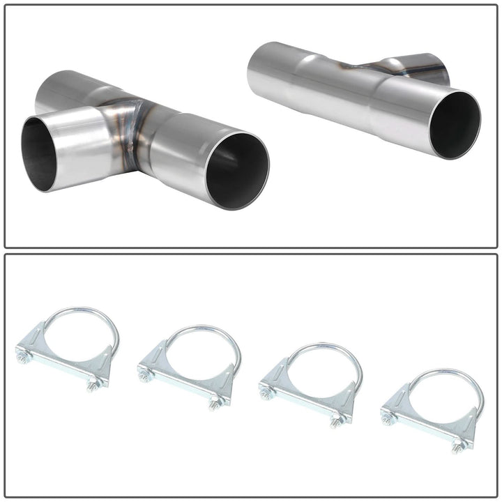 Universal Dual Exhaust Kit 16pc 3-3.15" OD Mild Steel Pipes